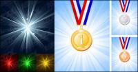 Medals and light vector