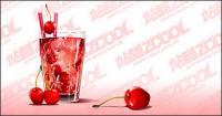 Cherry cold drink tastes vector material