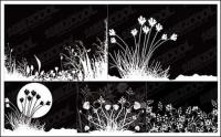 flowers and black-and-white vector
