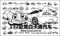 black-and-white classic cartoon motor vehicles vector design material