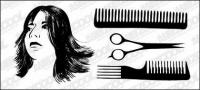 Material de vector de tall de cabell de cabells