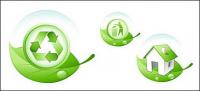 Environmental protection the theme of green leaf icon vector material