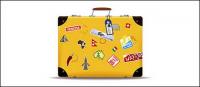 Yellow suitcase vector material