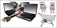 Laptop and Cart vector material