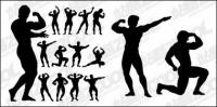 Bodybuilding action figure silhouette vector material