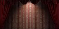 Continental patterns of red curtain and the wall picture material