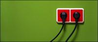 Red green wall socket picture material