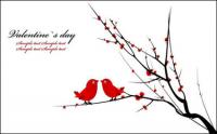 Branches on a pair of birds vector material