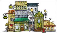 Cartoon town house vector material