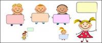 Cute kids placards vector material