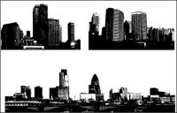 Black and white city building vector material