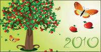 Butterfly theme of the 2010 calendar template vector tree material