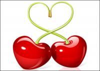 Heart-shaped cherry Vector