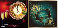 Champagne clock butterfly elements such as vector of material