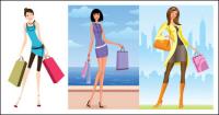 Fashion shopping women vector material