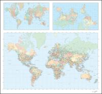Mapa de vector 3 del pla de món		