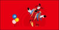 Balloons and clown vector material