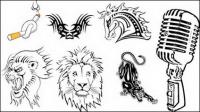 Totem, tattoos, cigarettes, horse, lionhead, leopard vector