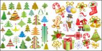 Santa Claus, tag, crutches, bow, socks, snowflake vector