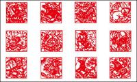 Zodiac paper-cut vector material