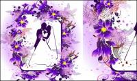 Matrimonio, baci, fiori materiale vettoriale