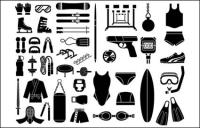 Various sketch elements of vector material - Sports equipment, equipment type (51 elements)