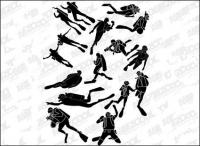 People silhouettes vector material diving