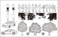 Cars, trees, vector