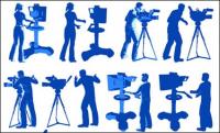 Film equipment, lighting, photographers, herringbone ladder vector