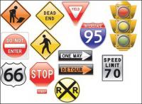 Traffic signs Theme Vector material