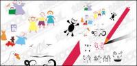 Children vector drawing material
