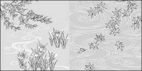 Vector line drawing of flowers-40( water, iris)