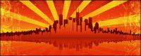 Fiery red of the summer city vector material