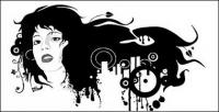 Female black and white portrait of the trend vector material