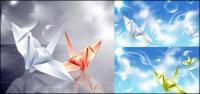 Vector background paper cranes and fantasy material