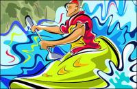 Hand-painted figures illustrations (canoeing Movement)