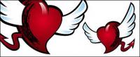 With wings and tail of the heart-shaped vector material