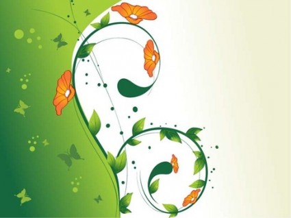 green swirl floral vector illustration