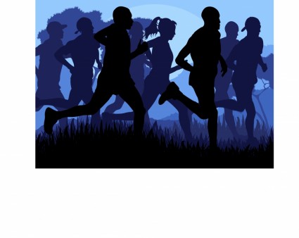running sports silhouettes vector