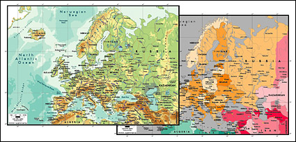 Mapa de vector del món exquisit material - mapa d'Europa