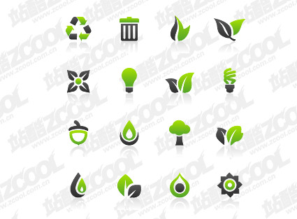 Green ash combination of simple icons