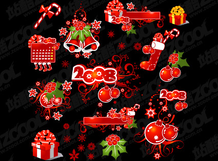 2008 Christmas decoration elements and patterns vector material