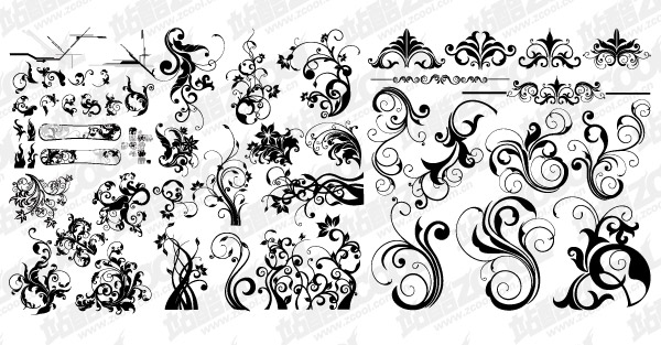 Number of black-and-white pattern vector material for fashion