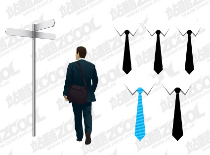 Business people and tie vector material