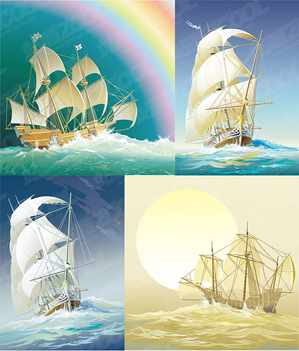 exquisite ancient sailing vector material