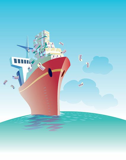 Illustrated the theme of the commercial shipping