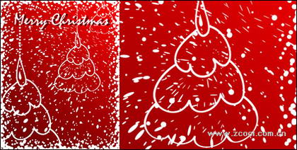Snow graffiti-style Christmas tree vector material