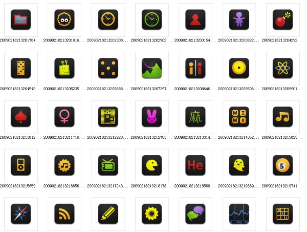 Negre icones, botons de webs, bombes, càmera, jocs de Calculadora de rellotge Bluetooth