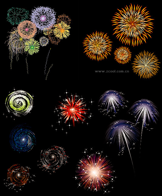 Colorful fireworks vector material
