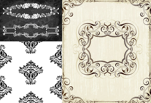 European-style lace pattern vector